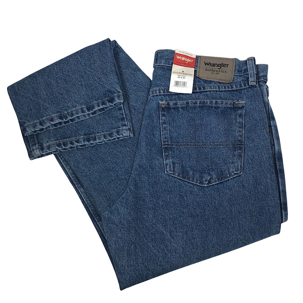 Wrangler Authentics 10ZM100SW Cotton Blue Wash Regular Fit Denim Jeans 35 X‎ 29
